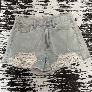 American eagle distressed high rise mom shorts